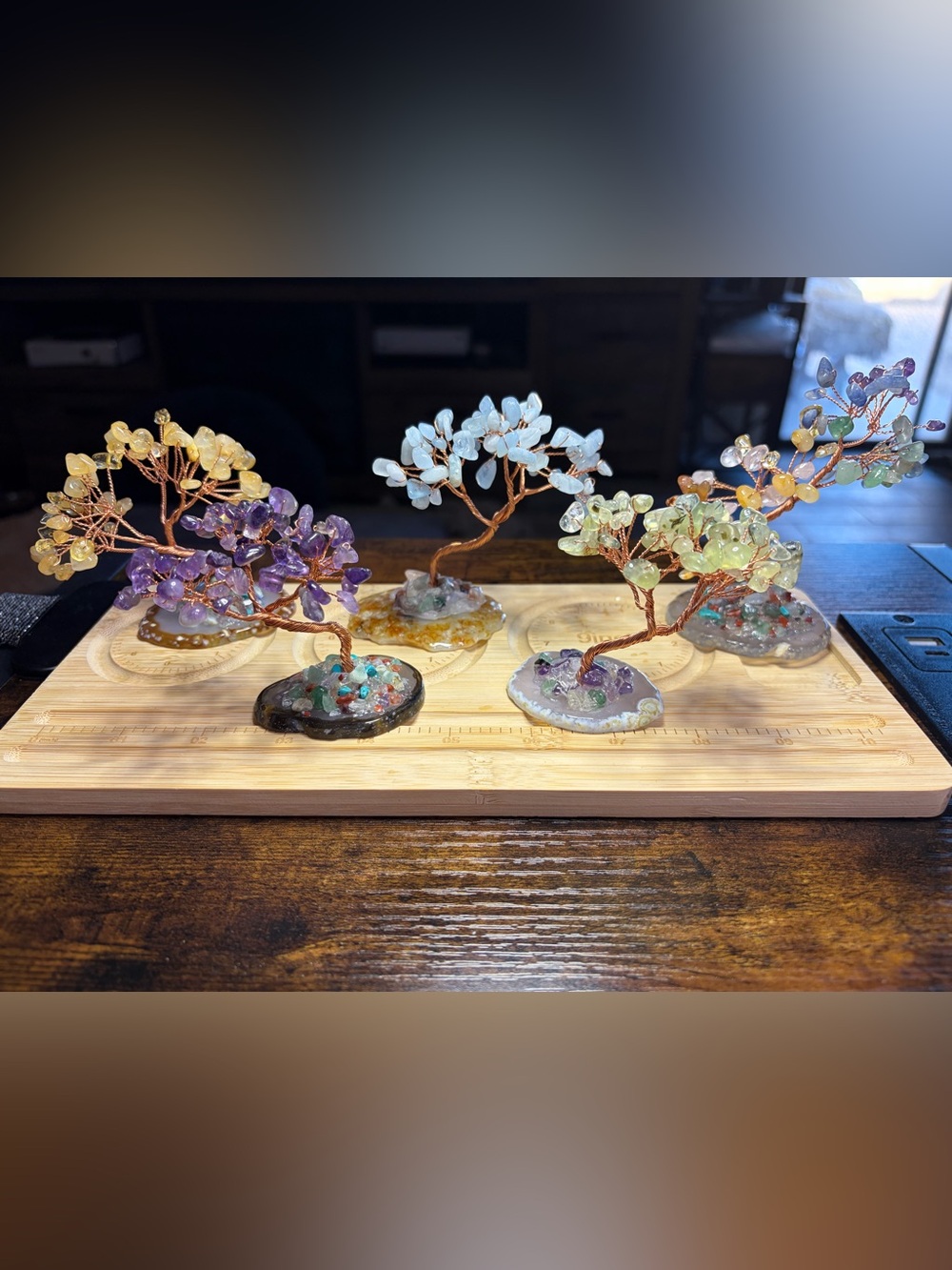 🌳✨ HANDMADE NATURAL GEMSTONE TREE COLLECTION – SET OF 5 ✨🌳